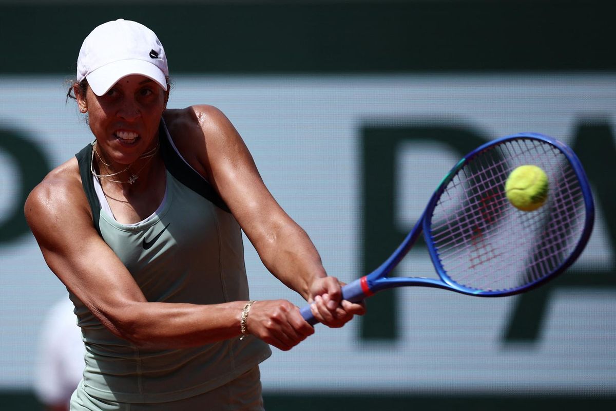 Madison Keys of the U.S. in action during her fourth round match against Russia's Diana Shnaider at the French Open on June 1, 2026.