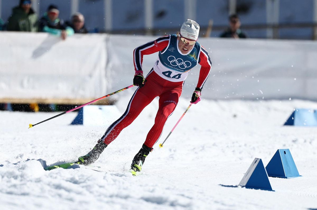 Johannes Klaebo of Norway wins the 10km interval start free 10K men's cross country event in Tesoro, Italy, on Friday at the Milan Cortina Olympics.