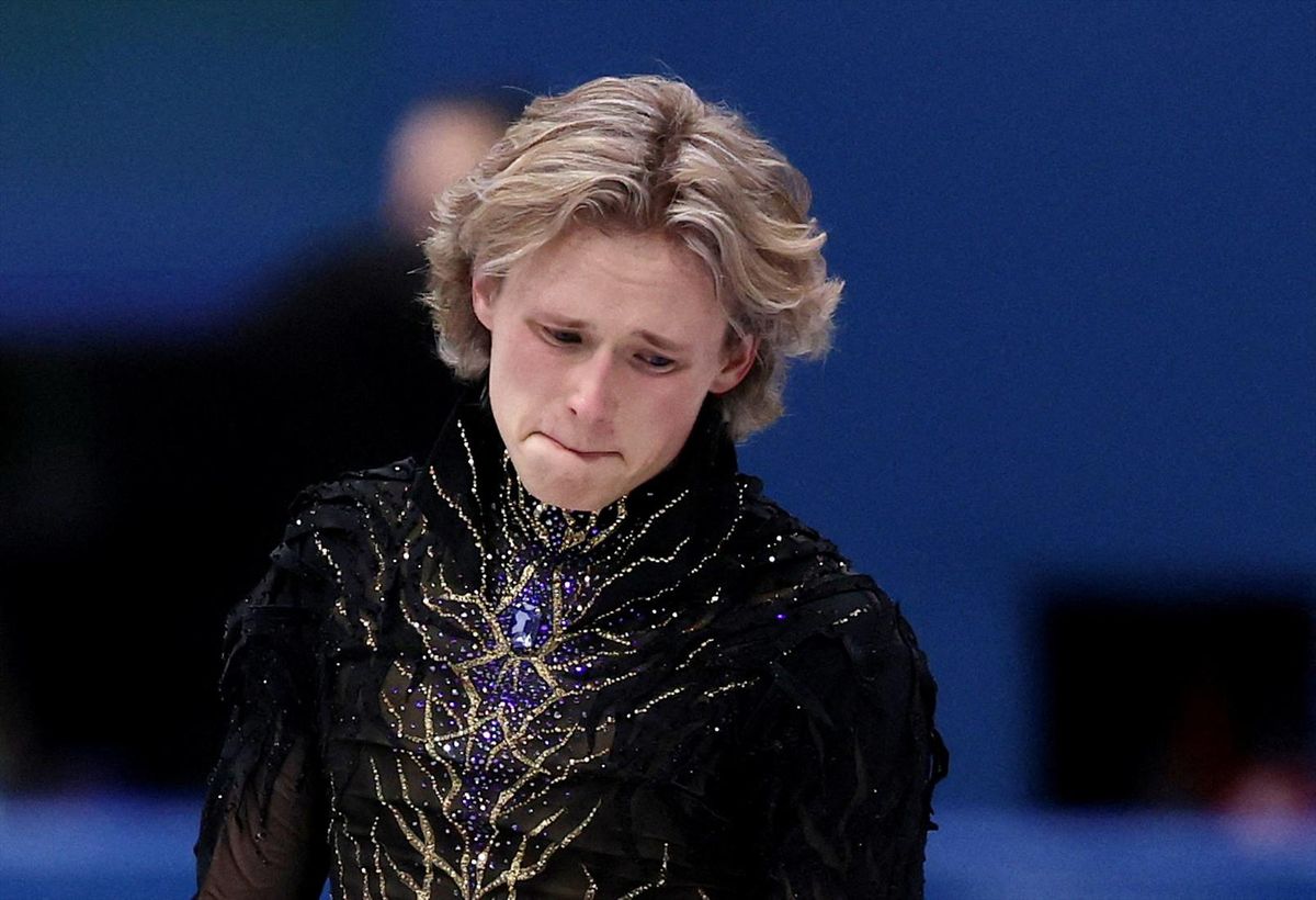 Milano Cortina 2026 Olympics - Figure Skating - Men Single Skating - Free Skating - Milano Ice Skating Arena, Milan, Italy - February 13, 2026. Ilia Malinin of United States reacts after his performance during the Free Skating portion of the competition.