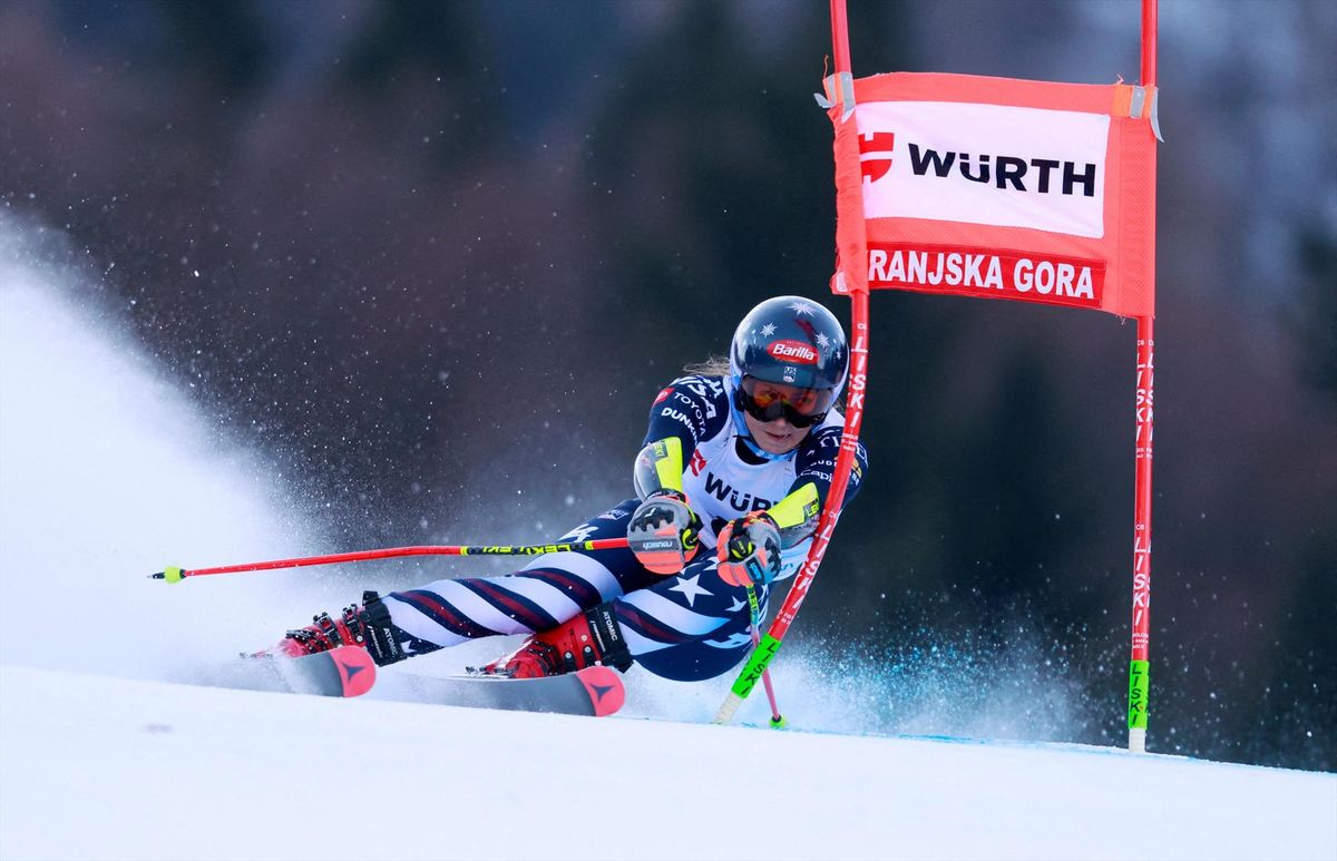 Mikaela Shiffrin of the U.S. in the women's giant slalom in Kranjska Gora, Slovenia on Jan. 3, 2026