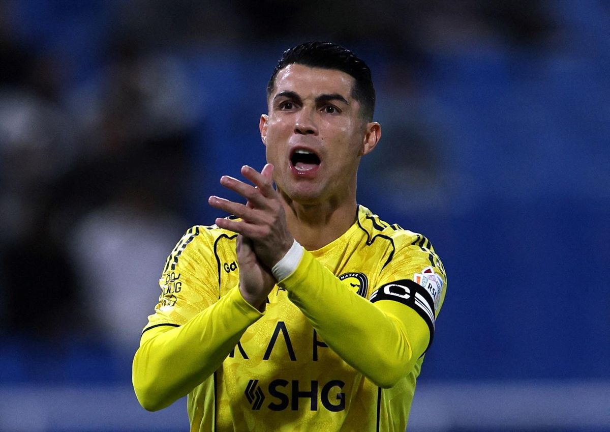 Al Nassr's Cristiano Ronaldo reacts during a match vs. Al Kholood in Buraydah, Saudi Arabia on Jan. 30, 2026