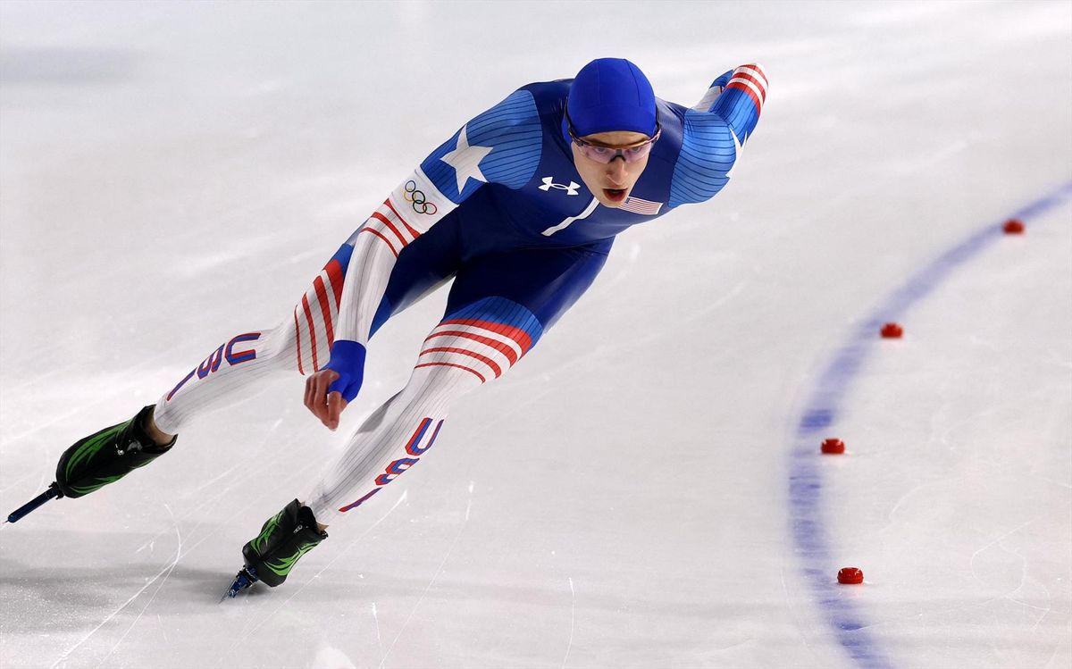Gold medalist Jordan Stolz of the United States won the gold medal in record time on Saturda in the men's 500m at the Milan Cortina Olympics.