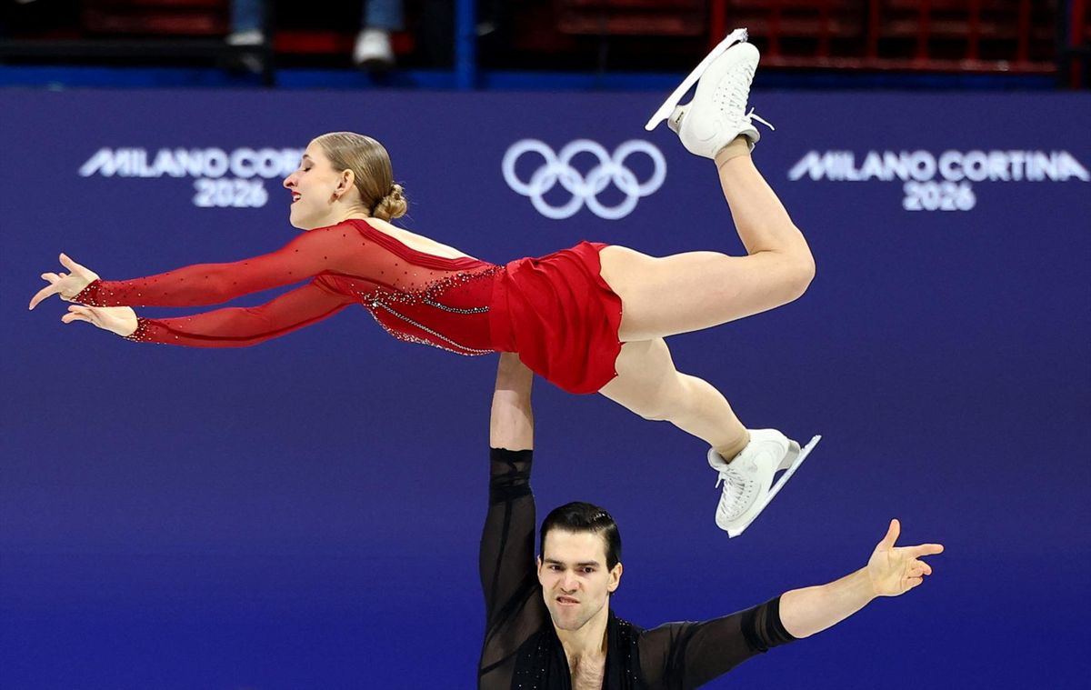 Milano Cortina 2026 Olympics - Figure Skating - Pair Skating - Short Program - Milano Ice Skating Arena, Milan, Italy - February 15, 2026. Minerva Fabienne Hase of Germany and Nikita Volodin of Germany perform during the Short Program.