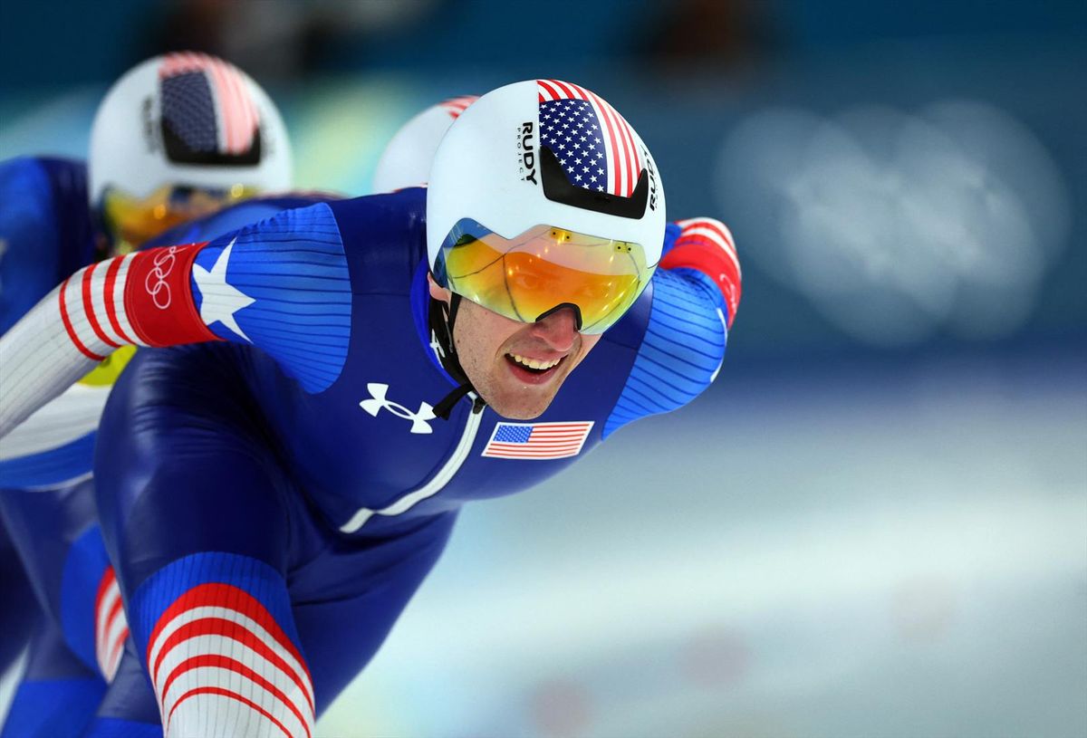 Ethan Cepuran, Casey Dawson and Emery Lehman of the United States won the silver medal in speed skating team pursuit on Tuesday at the Milan Cortina Olympics.