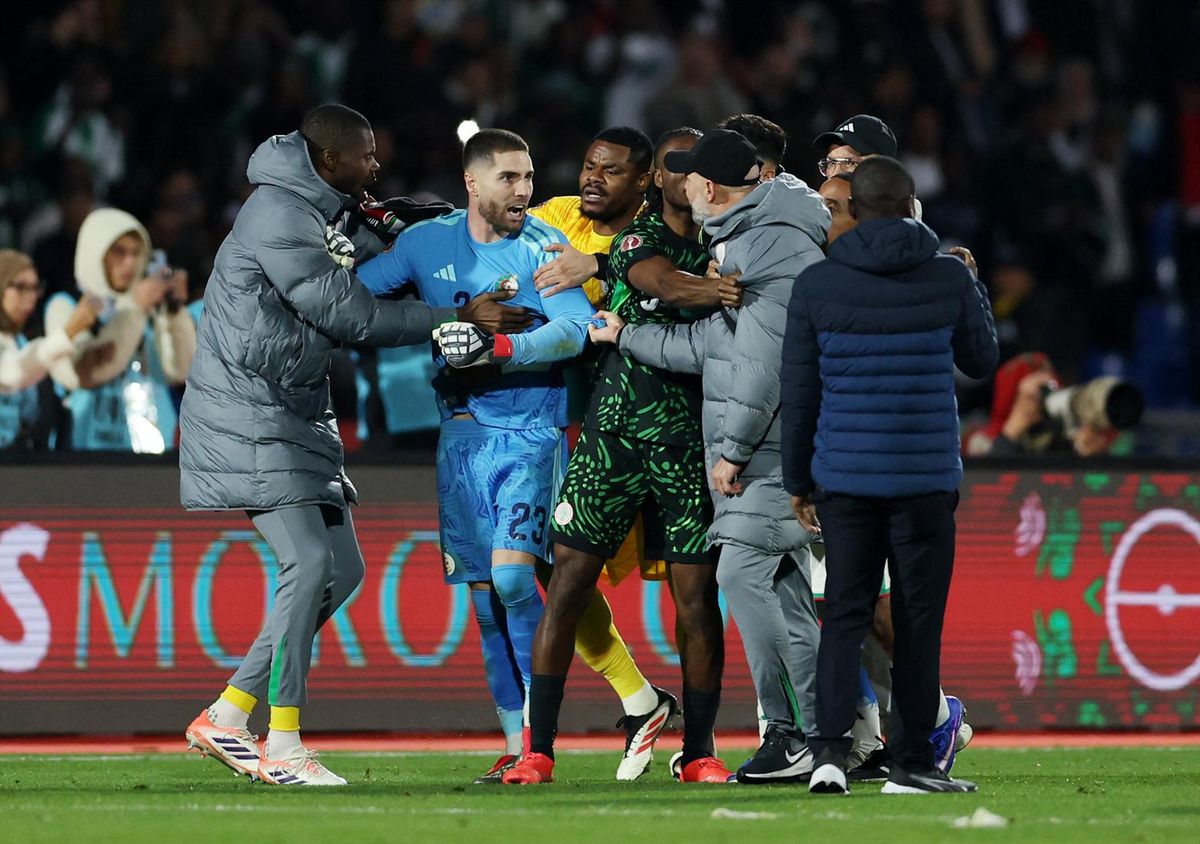 Algeria's Luca Zidane reacts after a 2-0 loss to Nigeria in the quarterfinals of the Africa Cup of Nations in Marrakesh, Morocco on Jan. 10, 2026.
