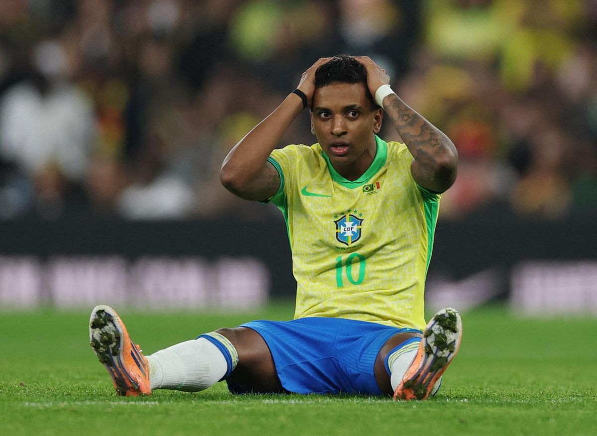 Brazil's Rodrygo during an international friendly match against Senegal in London on Nov. 15, 2024.