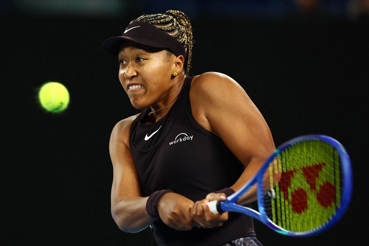 Japan's Naomi Osaka in action during her first round match against France's Caroline Garcia at Melbourne Park on Jan. 13, 2025 (Edgar Su, Reuters).