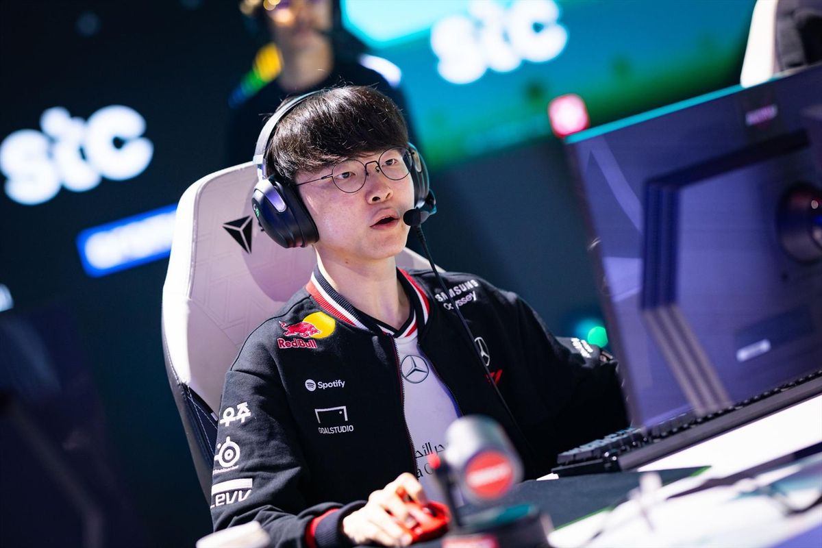 Lee "Faker" Sang-hyeok of T1 competes at Esports World Cup.