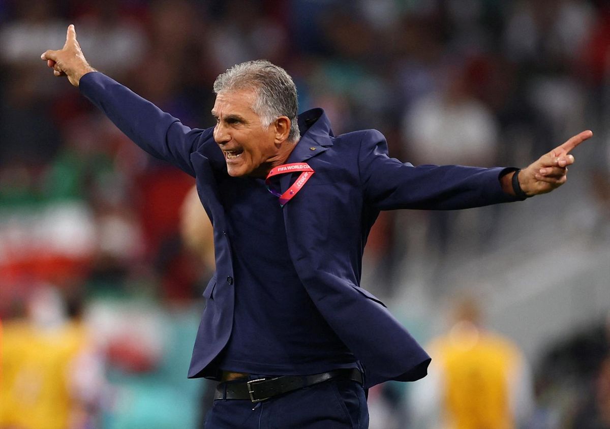 Iran coach Carlos Queiroz reacts during a World Cup match against the United States in Doha, Qatar in 2022. Credit: Reuters/Kai Pfaffenbach