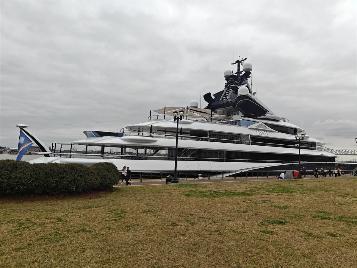 Jaguars owner Shad Khan's $360 million superyacht Kismet is docked along the New Orleans waterfront ahead of Super Bowl LIX.