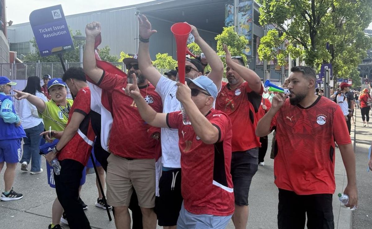 Egypt fans outside of Lumen Field in Seattle ahead of their team's World Cup opening game against Belgium on June 15, 2026.
