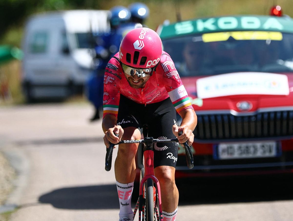 EasyPost's Ben Healy in action during stage 6 of the 2025 Tour de France - Bayeux to Vire Normandie - Bayeux, France - July 10, 2025 EF Education.