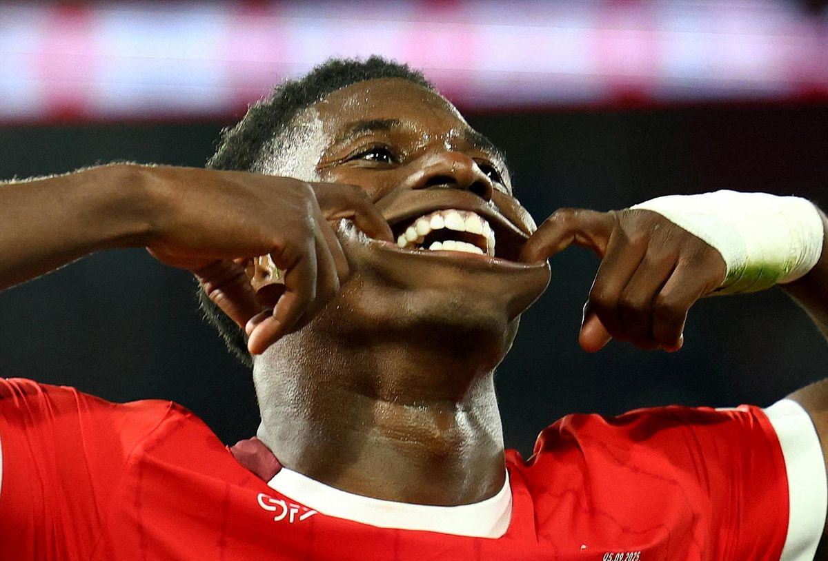 Switzerland's Breel Embolo celebrates scoring a goal against Kosovo in Basel, Switzerland on Sept. 5, 2025.