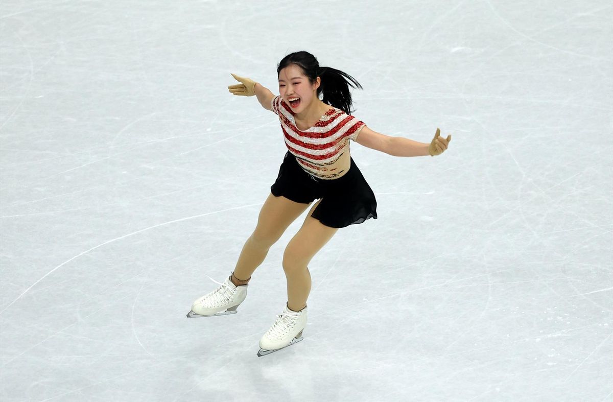 Milano Cortina 2026 Olympics - Figure Skating - Women Single Skating - Short Program - Milano Ice Skating Arena, Milan, Italy - February 17, 2026. Ami Nakai of Japan performs during the Short Program.
