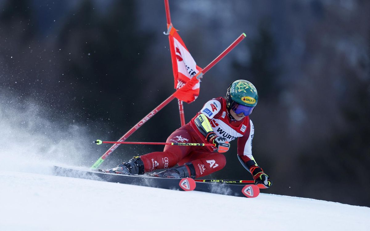 Austria's Julia Scheib in action during the women's giant slalom in Kranjska Gora, Slovenia, on Jan. 3, 2026.