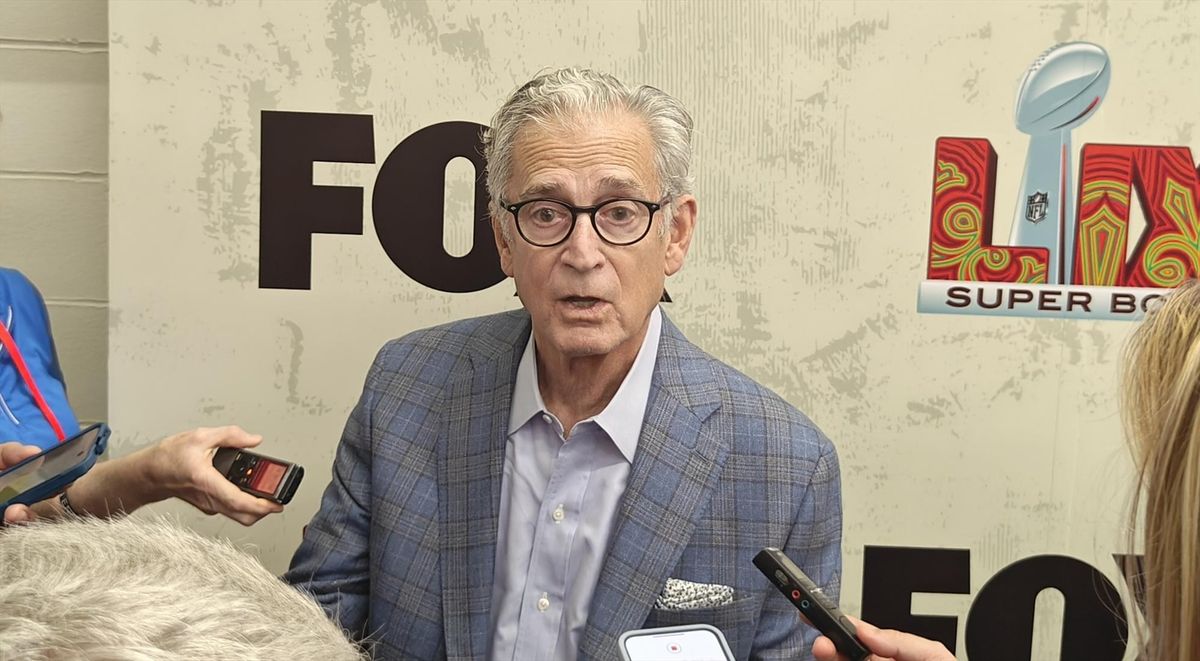 FOX Sports rules analyst Mike Pereira at the broadcaster's Media Day on Feb. 6, 2025 ahead of Super Bowl LIX.
