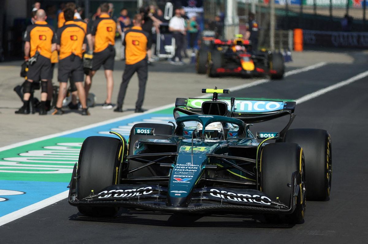 The Aston Martin of Fernando Alonso at the Chinese Grand Prix on March 21, 2025.