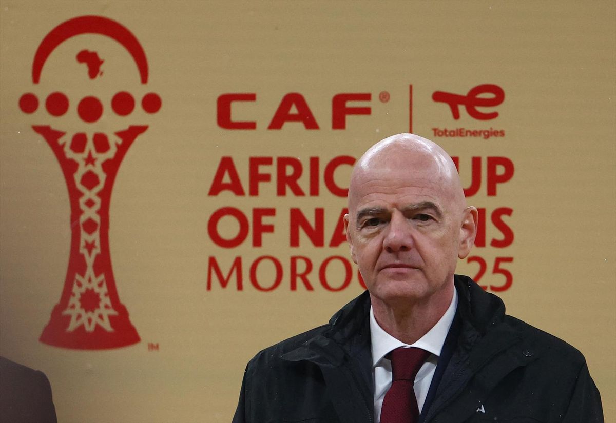 FIFA president Gianni Infantino at the CAF Africa Cup of Nations match between Senegal and Morocoo in Rabat on Jan. 18, 2026.