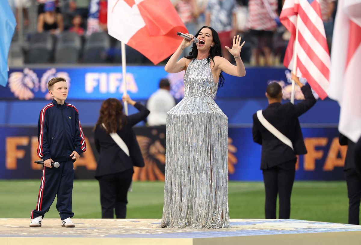 Singer Katy Perry performs during the opening ceremony of the 2026 World Cup in Inglewood, Calif., on Friday.