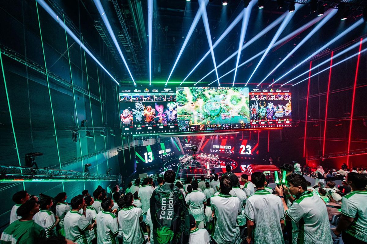 Team Liquid takes on Team Falcons in a Dota 2 competition at the 2025 Esports World Cup