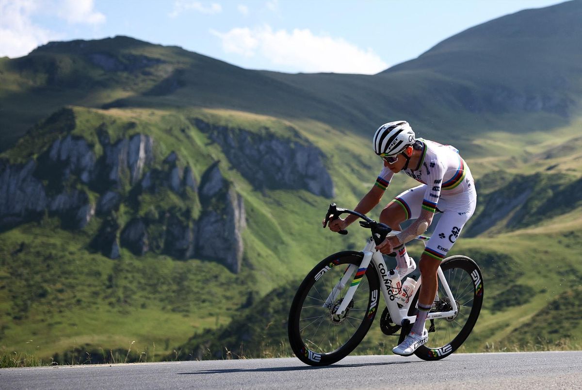 UAE Team Emirates XRG's Tadej Pogacar in action during Stage 12 - Cycling - Tour de France - Stage 12 - Auch to Hautacam - Hautacam, France - July 17, 2025