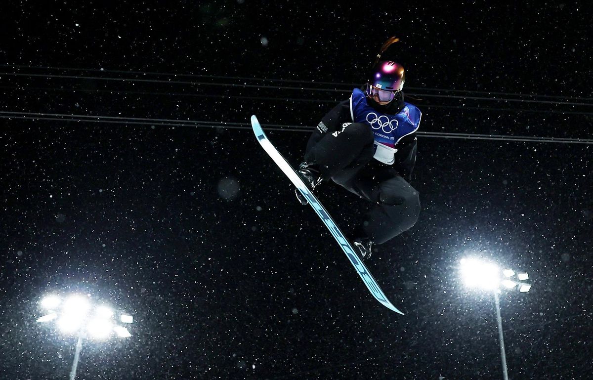 Milan Cortina 2026 Olympics - Snowboard - Women's Snowboard Halfpipe Final - Livigno Snow Park, Livigno, Italy - February 12, 2026. Choi Ga-on of South Korea in action during run 1