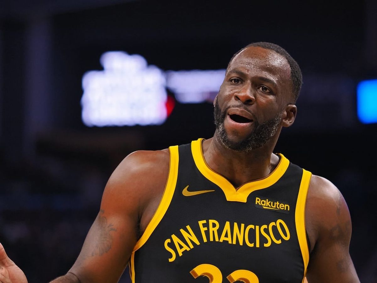 Nov 12, 2023; San Francisco, California, USA; Golden State Warriors forward Draymond Green (23) reacts after a call against the Minnesota Timberwolves during the second quarter at Chase Center.