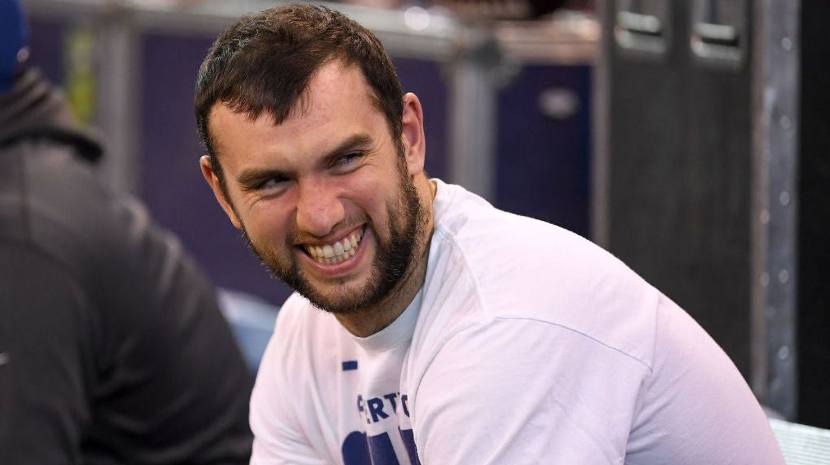 The face of a man who threw a football without his arm pinwheeling off into offensive line drills.