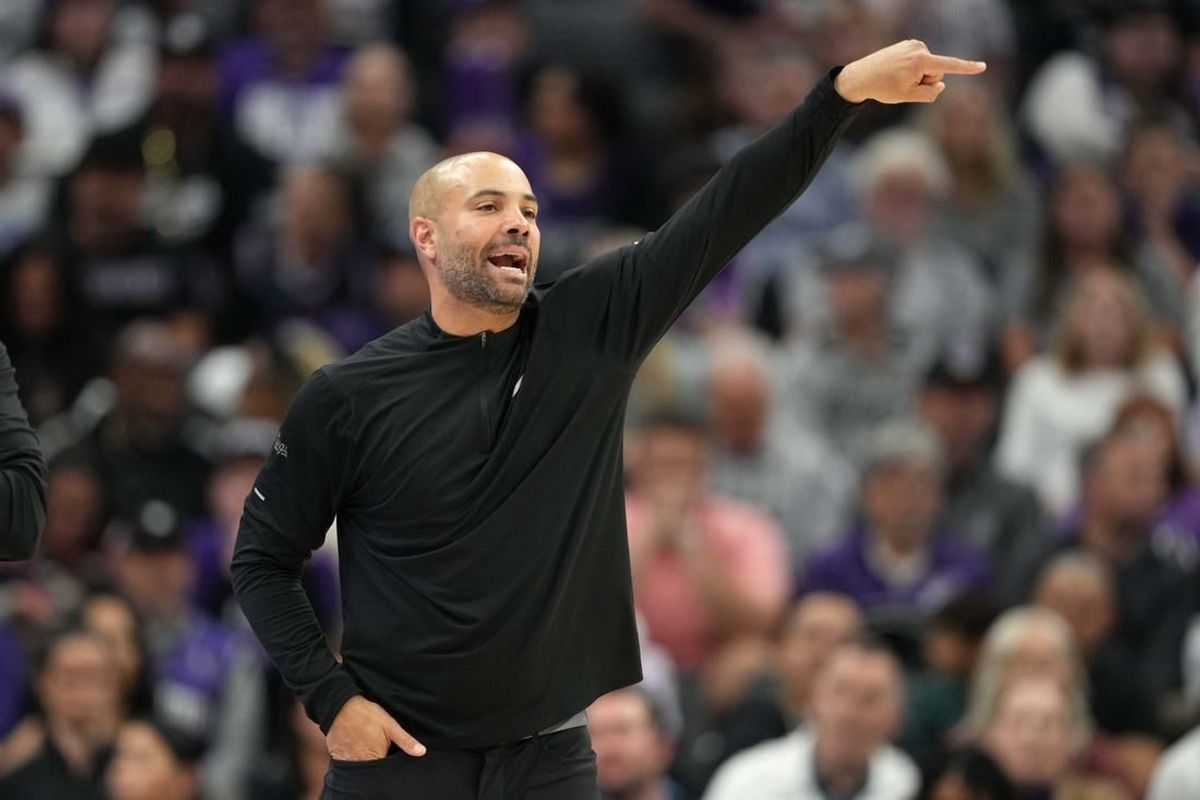 Mar 31, 2024; Sacramento, California, USA; Sacramento Kings associate head coach Jordi Fernandez gestures during the third quarter against the Utah Jazz at Golden 1 Center.