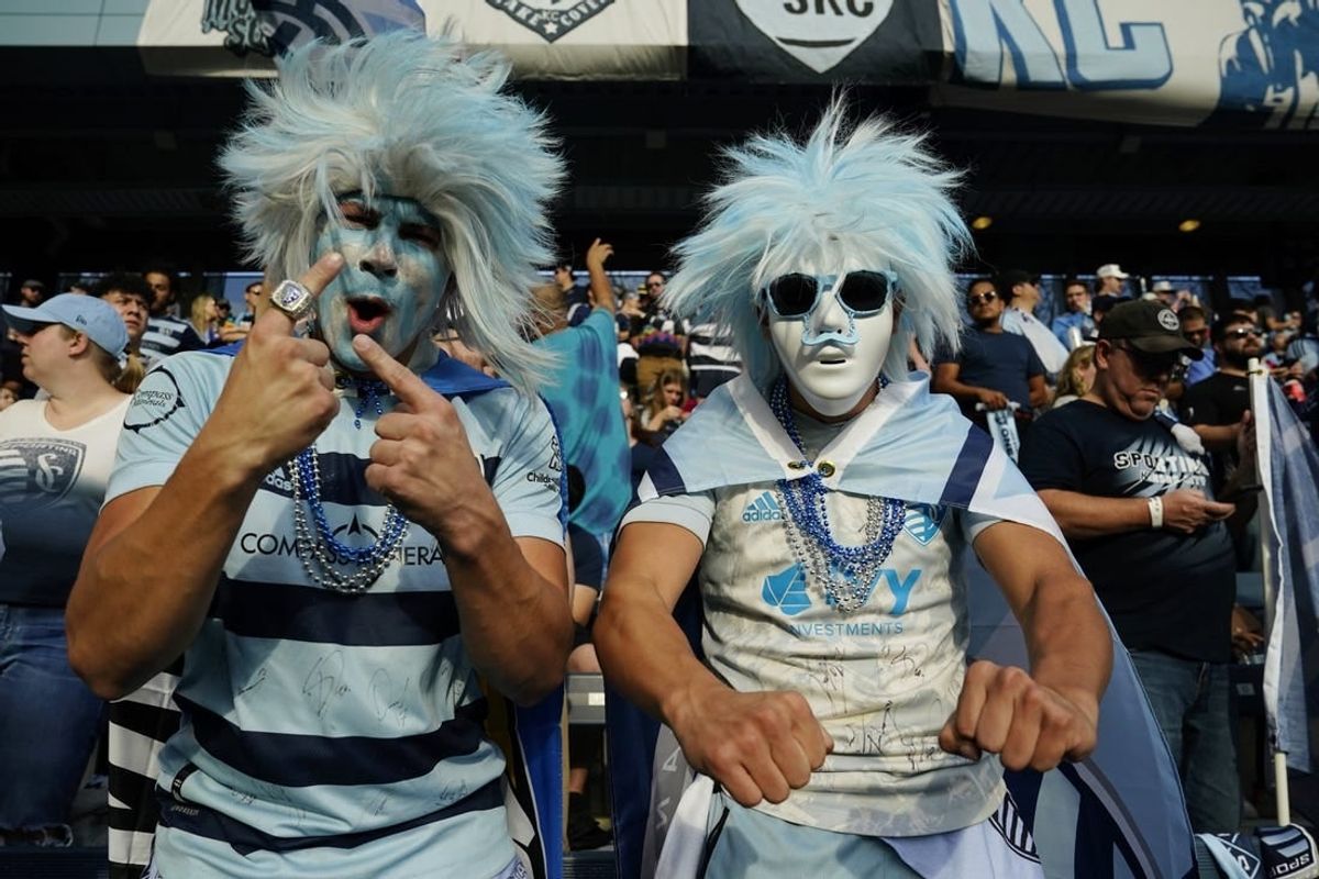 Nov 5, 2023; Kansas City, KS, USA; Sporting Kansas City fans before the start of the match of game two in a round one match of the 2023 MLS Cup Playoffs at Children's Mercy Park.