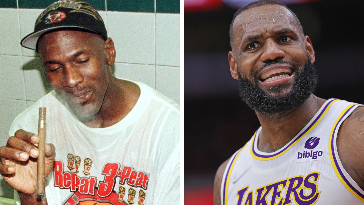 Michael Jordan waited until after the game to pull out a cigar.