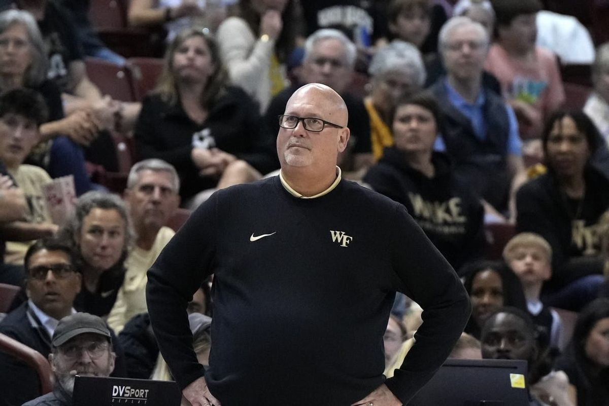 Nov 17, 2023; Charleston, SC, USA; Wake Forest Demon Deacons head coach Steve Forbes watches the action on the court in the second half against the Towson Tigers at TD Arena.