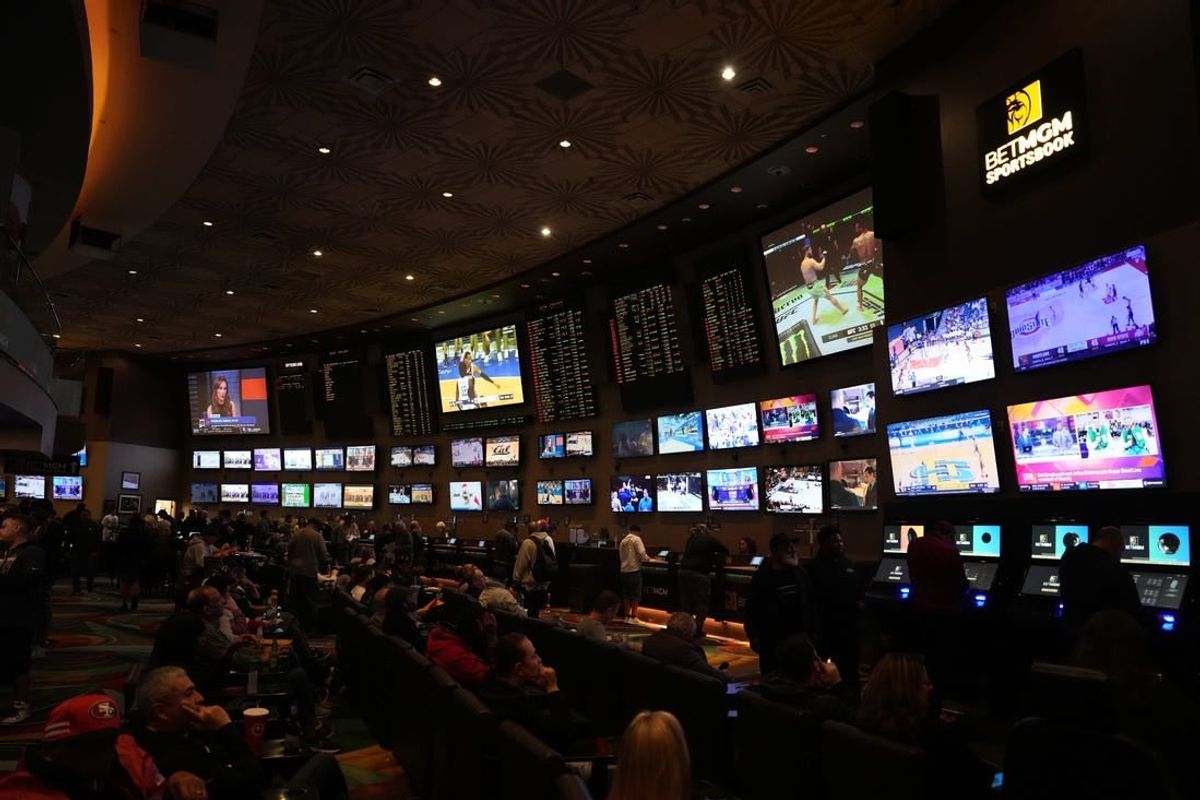 Feb 10, 2024; Las Vegas, NV, USA; The BetMGM Sportsbook at the MGM Grand Las Vegas.