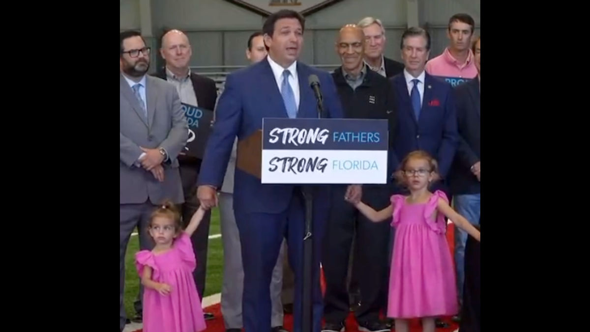 Tony Dungy looks on as FL Governor Ron DeSantis speaks about more problematic legislation.