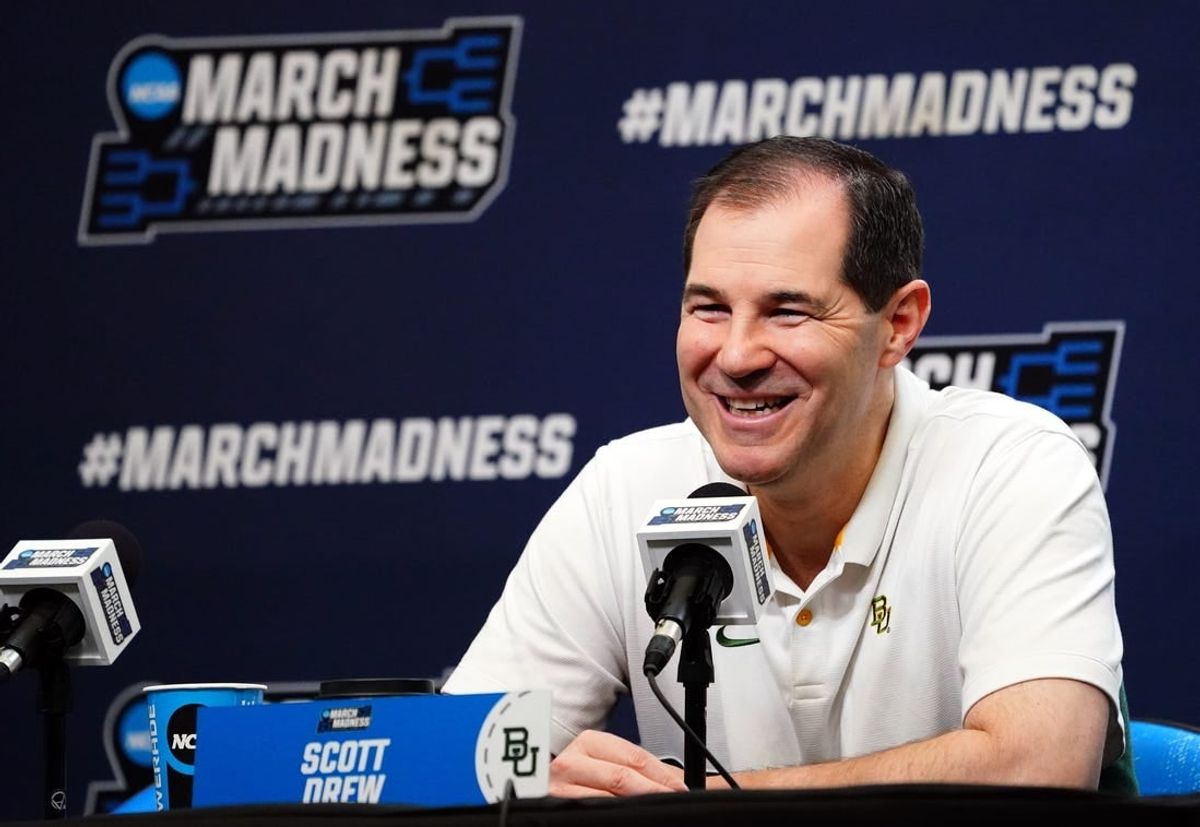 Mar 21, 2024; Memphis, TN, USA;  Baylor Bears head coach Scott Drew speaks with the media during a press conference for the First and Second rounds of the 2024 NCAA Mens Basketball Championship at FedExForum.