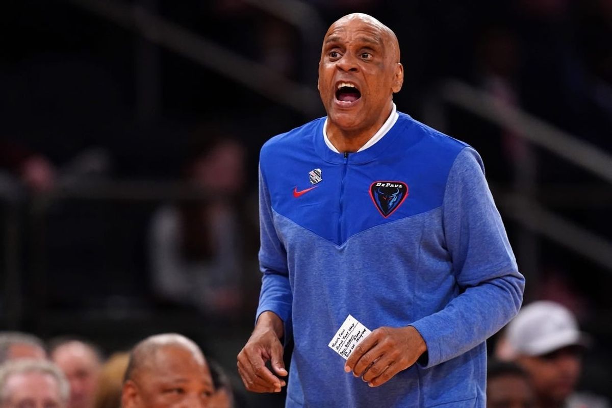 DePaul Blue Demons head coach Tony Stubblefield instructs the team in the first half of an NCAA college basketball game against the Xavier Musketeers during the second round of the Big East conference tournament, Thursday, March 9, 2023, at Madison Square Garden in New York.

Xaiver Depaul Big East Basketball Tournament March 9 0133