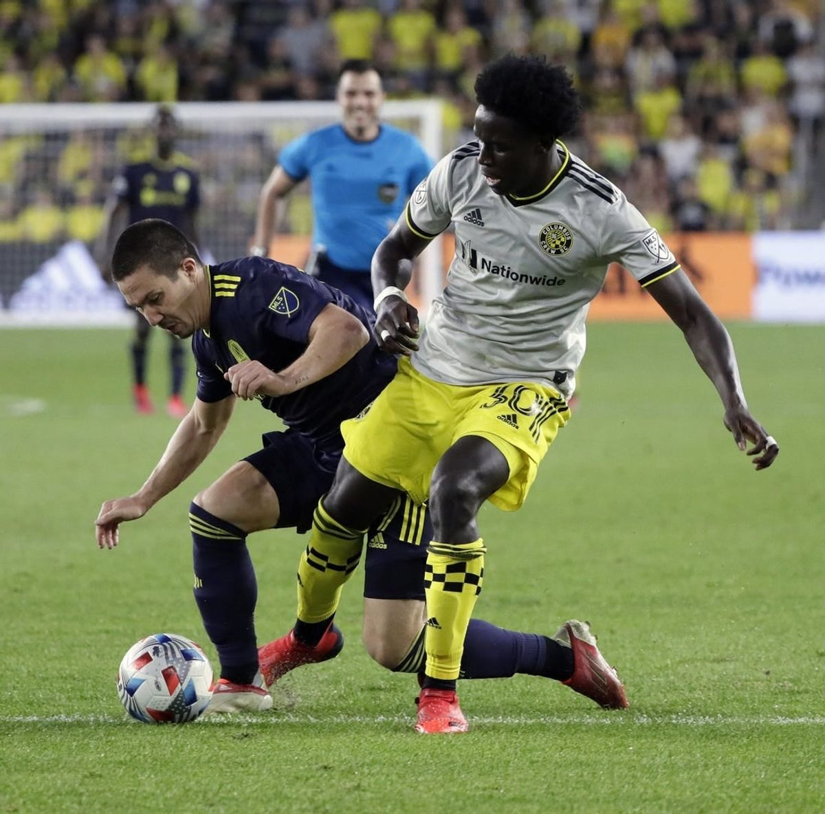 Defender Aboubacar Keita, right.