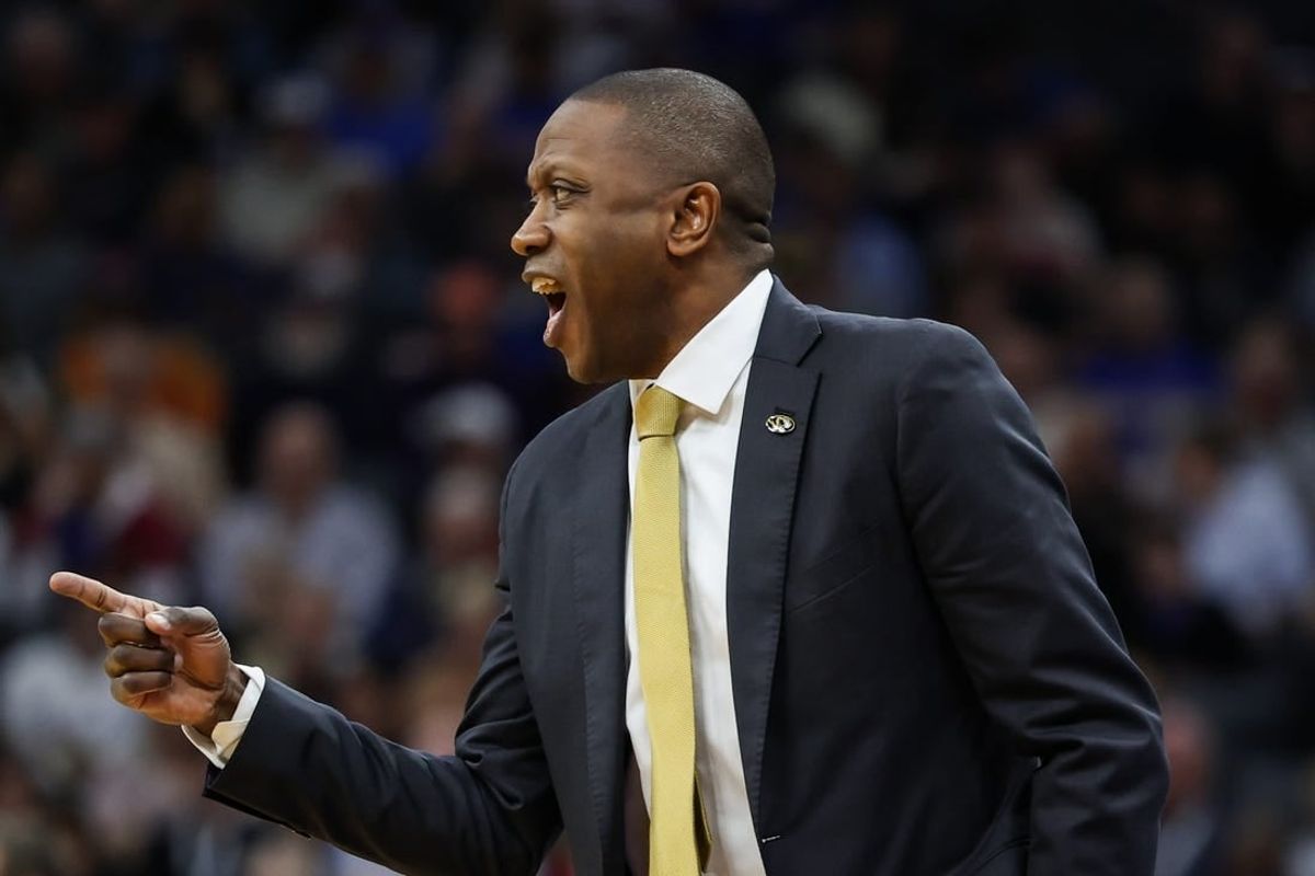 Mar 18, 2023; Sacramento, CA, USA; Missouri Tigers head coach Dennis Gates gives directions during the first half against the Princeton Tigers at Golden 1 Center.