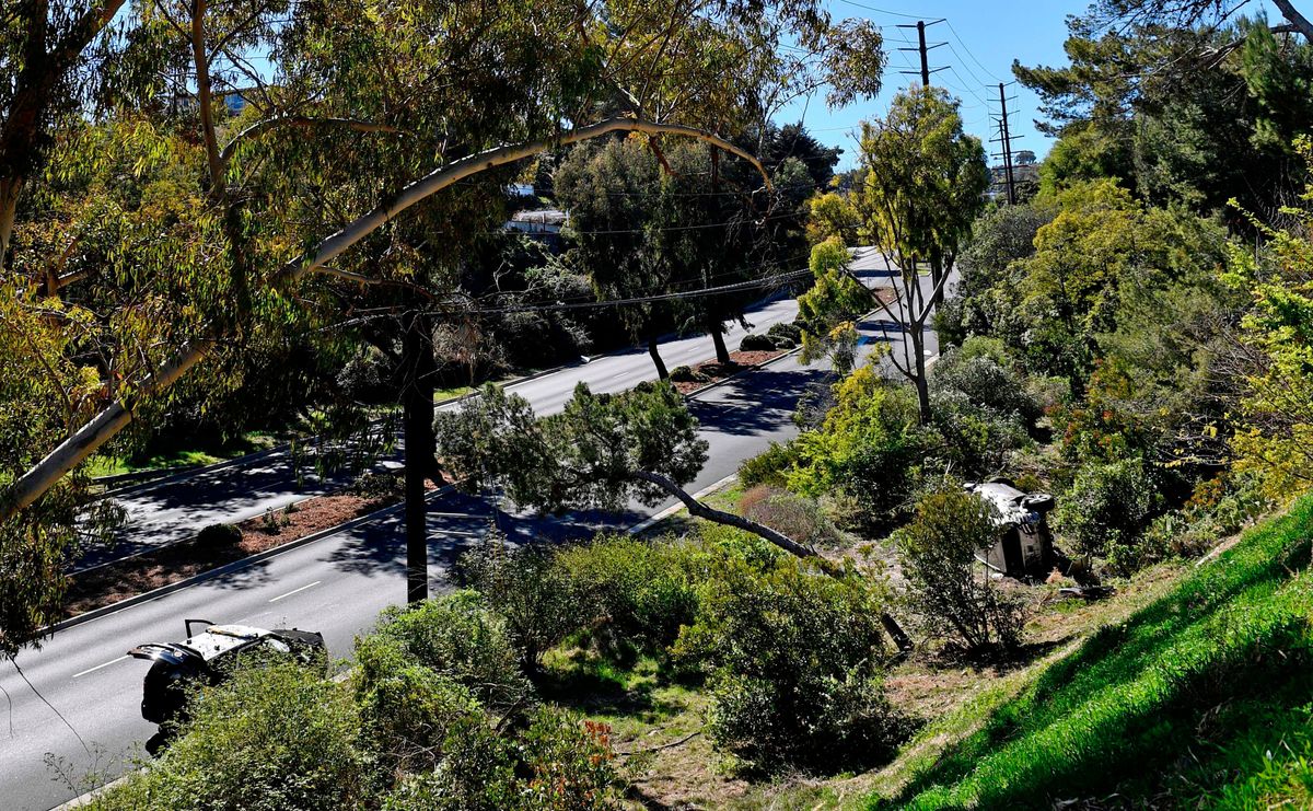 The spot where Tiger Woods crashed is well-known  as a danger zone.