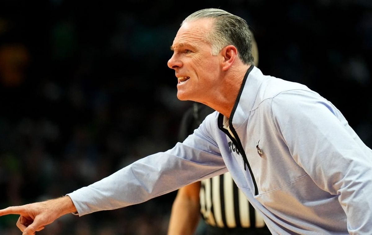 Mar 17, 2023; Denver, CO, USA; TCU Horned Frogs head coach Jamie Dixon during the first half against the Arizona State Sun Devils at Ball Arena.