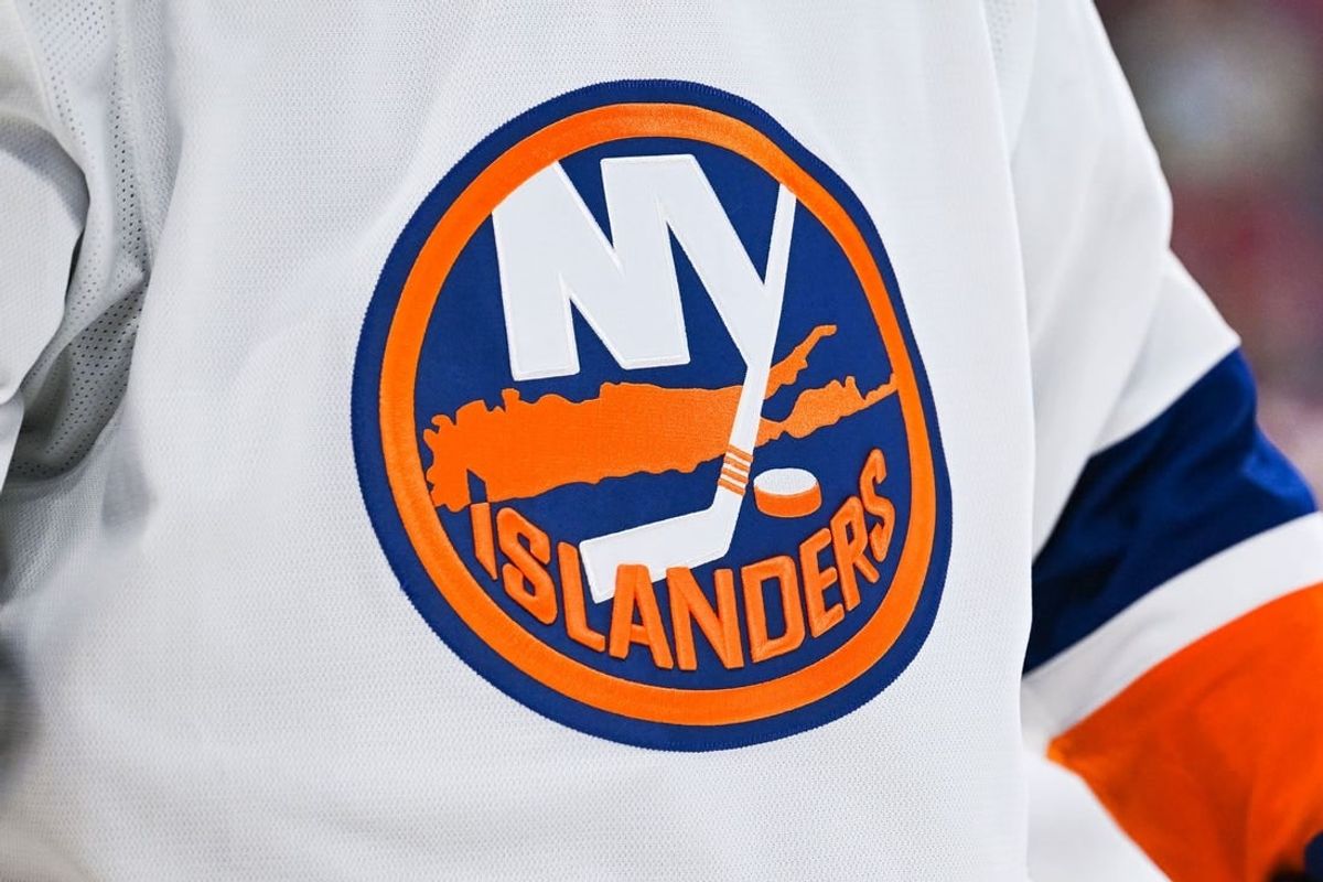 Feb 11, 2023; Montreal, Quebec, CAN; View of a New York Islanders logo on a jersey worn by a member of the team against the Montreal Canadiens during the second period at Bell Centre.