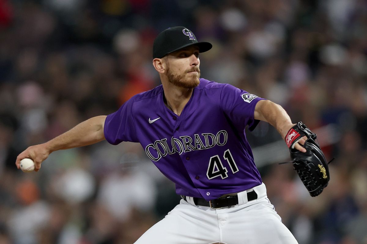 Starting pitcher Chad Kuhl of the Colorado Rockies throws against the Philadelphia Phillies in the fourth inning at Coors Field.