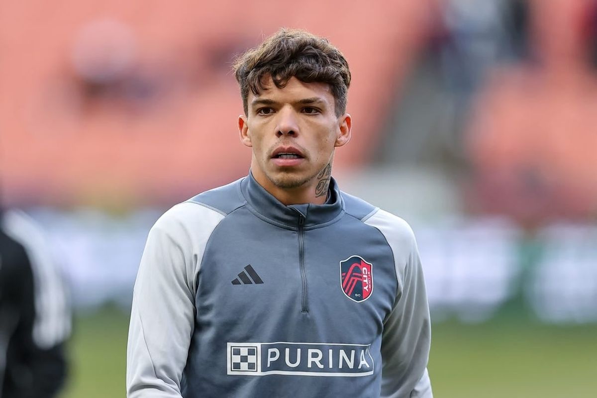 Mar 30, 2024; Sandy, Utah, USA; St. Louis CITY SC midfielder Celio Pompeu looks on during warm ups before the match against Real Salt Lake at America First Field.