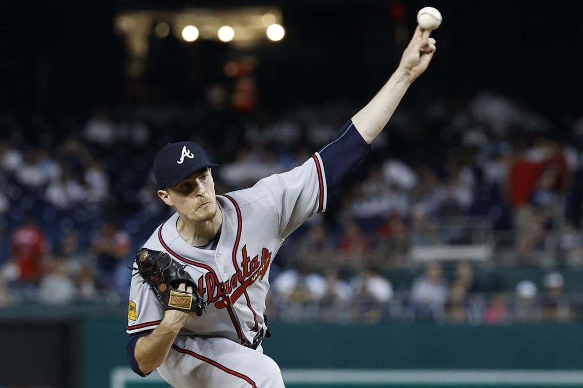 Sep 21, 2023; Washington, District of Columbia, USA; Atlanta Braves starting pitcher Max Fried (54) pitches against the Washington Nationals during the first inning at Nationals Park.