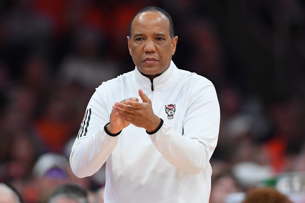 Jan 27, 2024; Syracuse, New York, USA; North Carolina State Wolfpack head coach Kevin Keatts looks on against the Syracuse Orange during the first half at the JMA Wireless Dome.