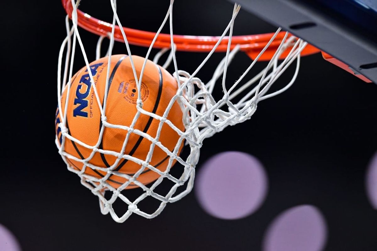 Nov 15, 2023; South Bend, Indiana, USA; A ball goes through the hoop during warmups before the game between the Notre Dame Fighting Irish and the Northwestern Wildcats at the Purcell Pavilion.