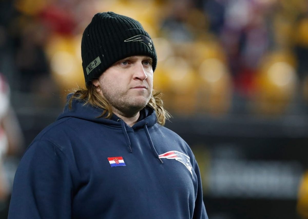 Dec 7, 2023; Pittsburgh, Pennsylvania, USA;  New England Patriots linebackers  coach Steve Belichick looks on before the game against the Pittsburgh Steelers at Acrisure Stadium.