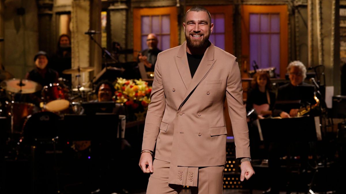 Travis  Kelce during his SNL monologue