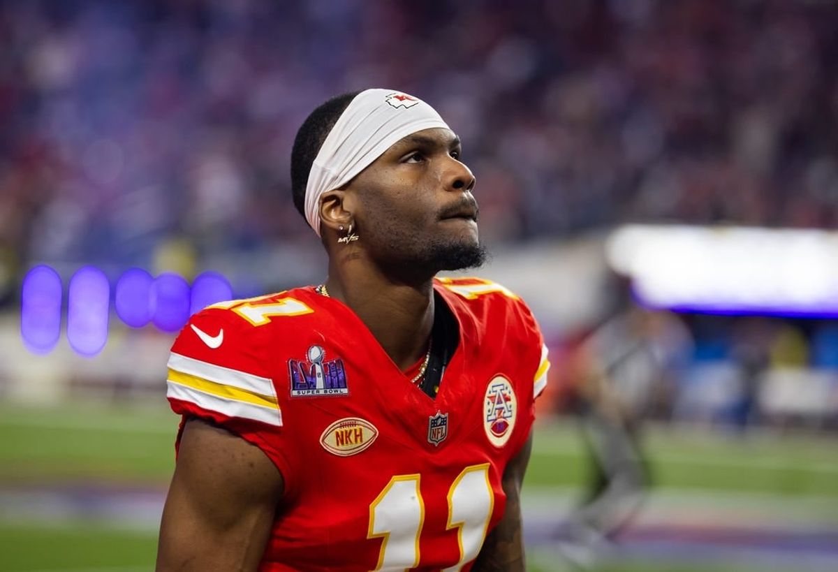 Feb 11, 2024; Paradise, Nevada, USA; Kansas City Chiefs wide receiver Marquez Valdes-Scantling (11) against the San Francisco 49ers in Super Bowl LVIII at Allegiant Stadium.