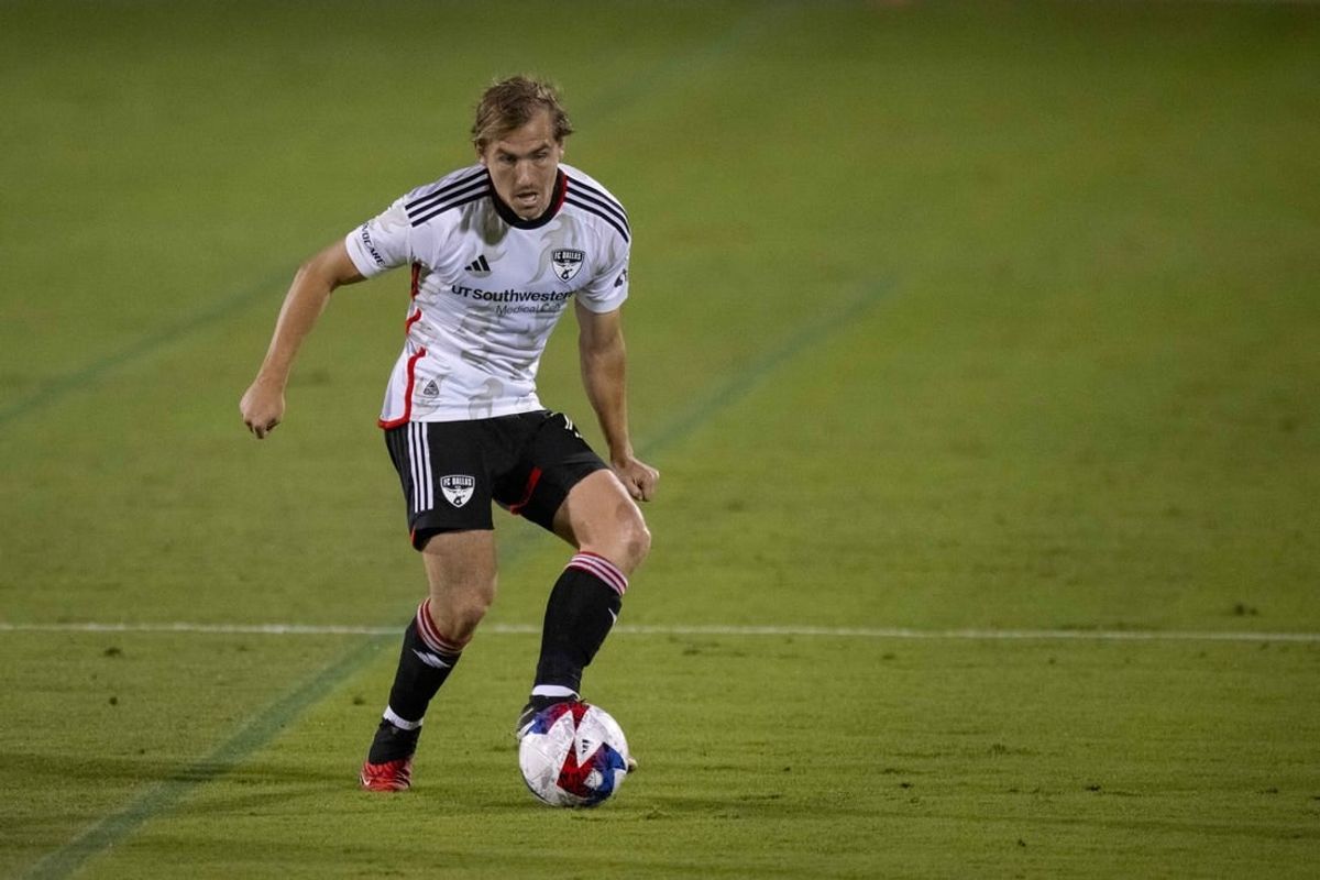 Oct 14, 2023; Frisco, TX, USA; FC Dallas midfielder Paxton Pomykal (19) in action during the game between FC Dallas and the Colorado Rapids at Toyota Stadium.